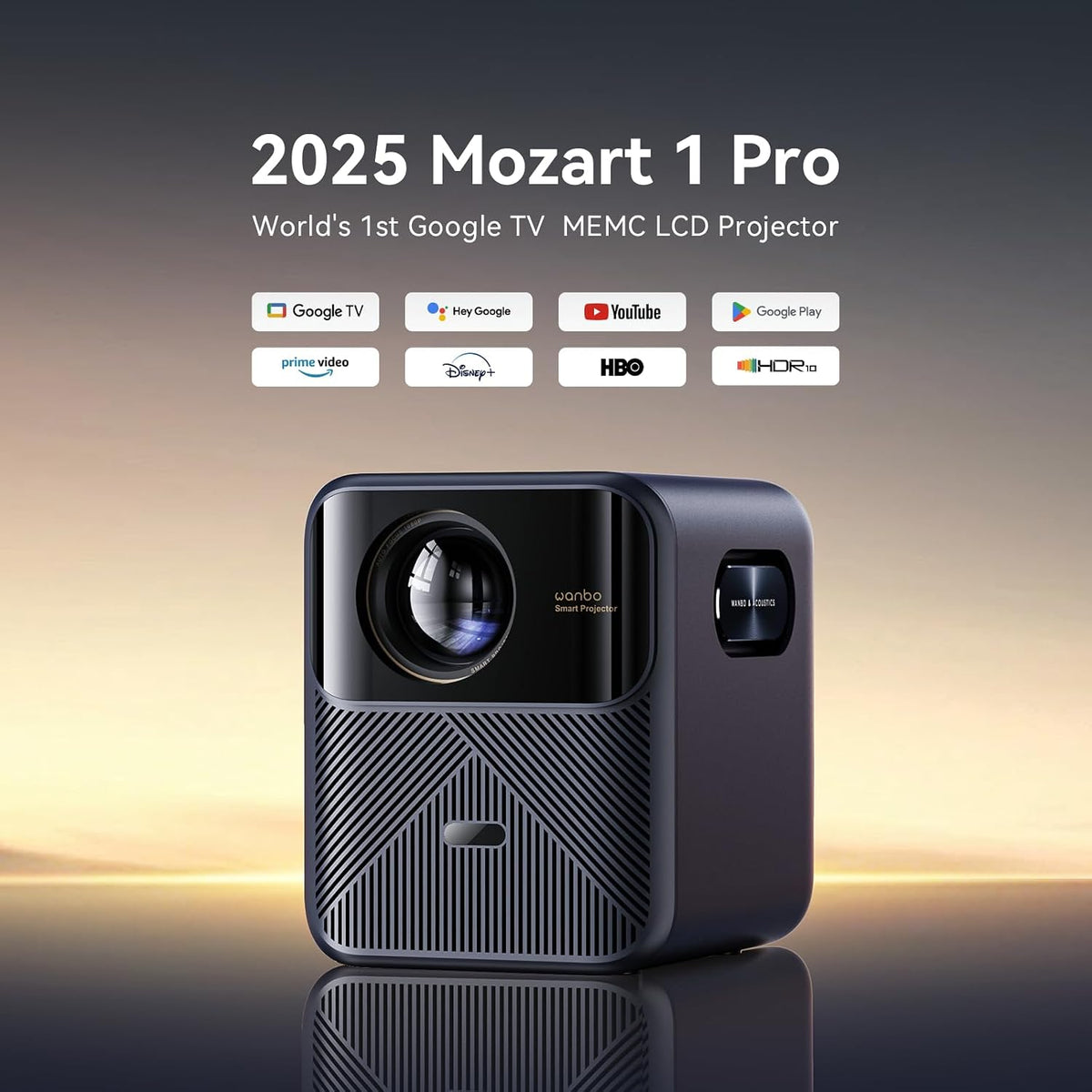 Wanbo Mozart 1 Pro Projector 1080P , Google TV, 1200 ANSI Lumens, HDR10