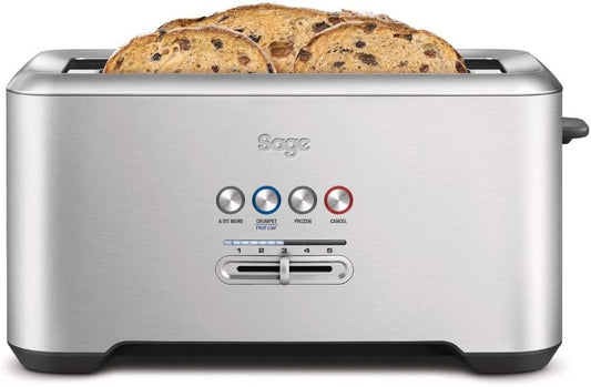 Sage BTA730UK the Bit More 4 Slice Long Slot Toaster - Silver