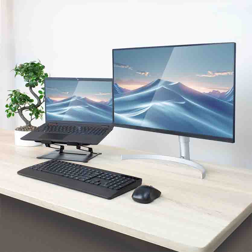 AC8140 FOLDABLE ALUMINIUM LAPTOP STAND W/STEPLESS HEIGHT ADJUSTMENT, ACT