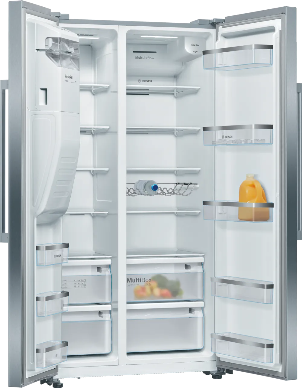Bosch KAD93AIEP Side by Side Refrigerator, With Direct Water Connection, Full No Frost 562 Lt, Series 6, Inox