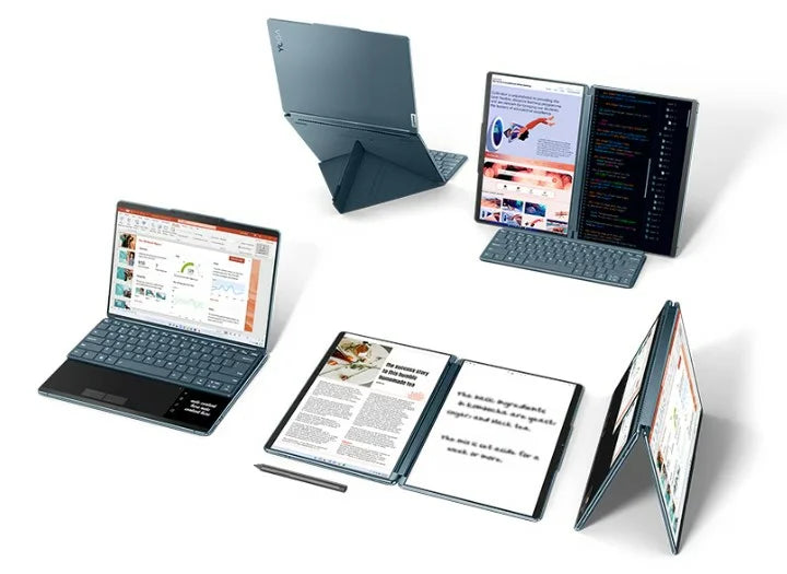 LENOVO NOTEBOOK YOGA BOOK 9 13IMU9, INTEL ULTRA 7 155U, 2.1GHz-4.8GHz/12MB, 12 CORES, 16GB, 1TB SSD M.2 2242 PCIe, INTEL GRAPHICS, 2x 13.3'