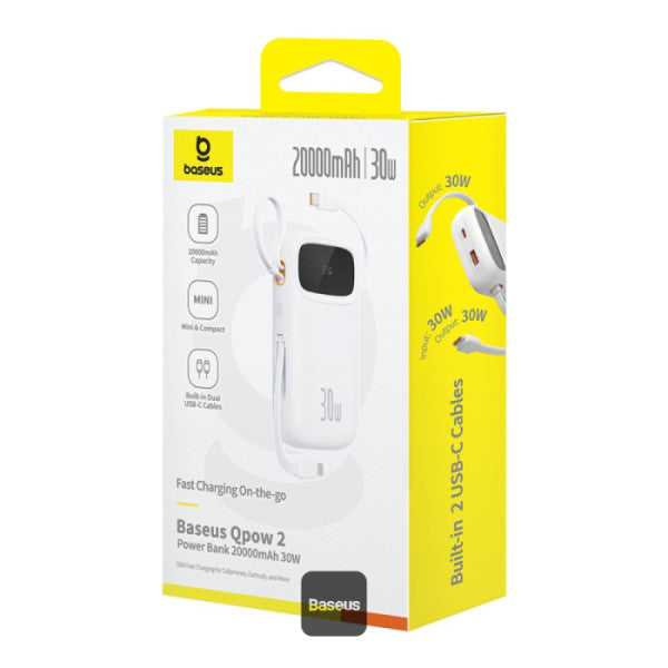 Baseus Powerbank 30W 20000mAh Display QPow 2 White