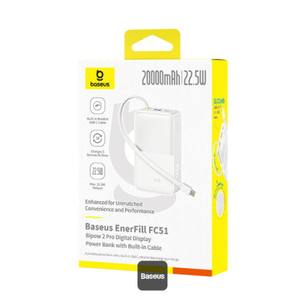 Baseus EnerFill FC51 Bipow2 Pro Powerbank 22.5W 20000mAh + Display White