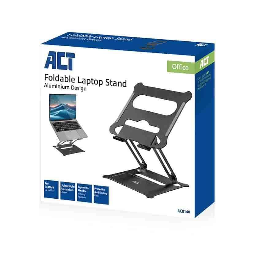 AC8140 FOLDABLE ALUMINIUM LAPTOP STAND W/STEPLESS HEIGHT ADJUSTMENT, ACT