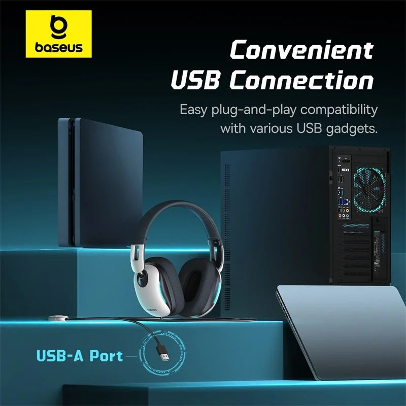 Baseus GoPlay 1+ Max Headphones Wired Gaming USB White