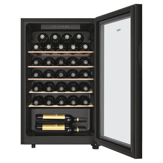 HAIER HWS33GG Wine Cabinet, Wooden Shelving, H82-85 x W50cm, 33 Bottles