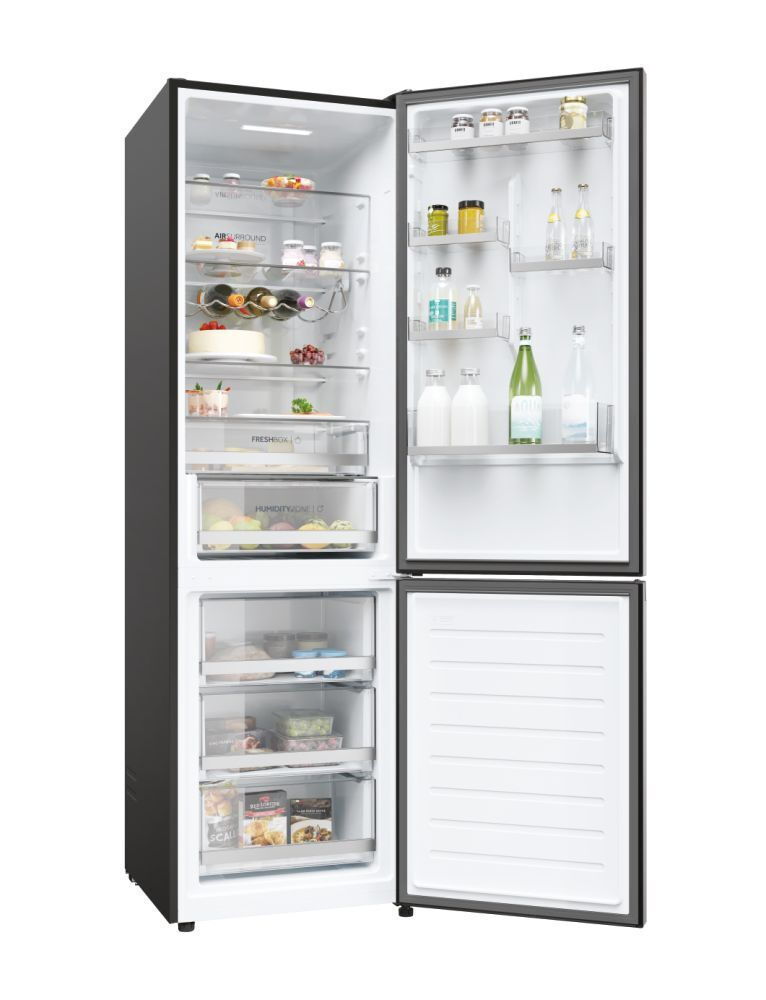 Haier HDW3620DNPD Total No Frost, Fridge Freezer, H200 x W60cm, Reversible Hinge, 377Lt, Charcoal