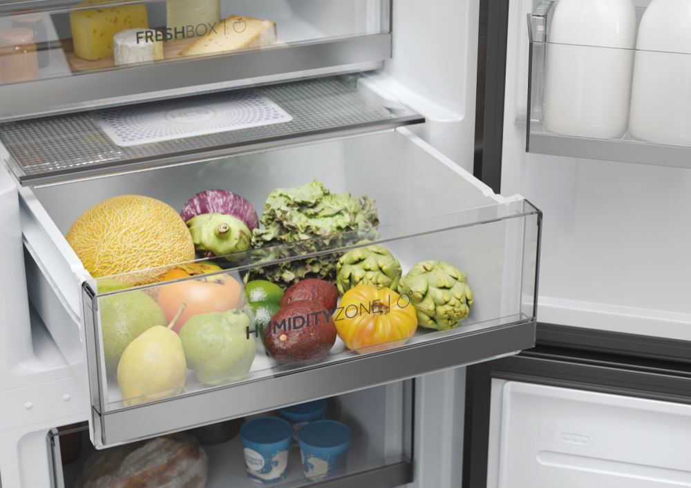 Haier HDW3620DNPD Total No Frost, Fridge Freezer, H200 x W60cm, Reversible Hinge, 377Lt, Charcoal