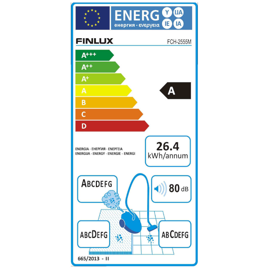Finlux FCH‐2555M Vacuum Cleaner 700W with Bag 3Lt Gray