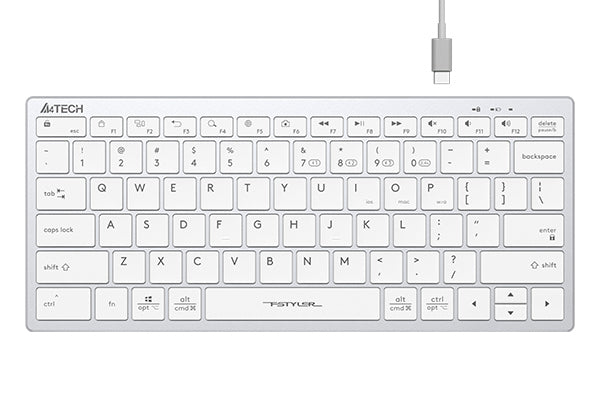 A4TECH, FBX51C WHITE KEYBOARD FSTYLER COMPACT DUAL MODE BT/WIRELESS 2.4G