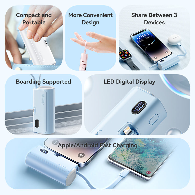 Vention Powerbank 4800mAh 22.5W Foldable Lightning White FHRW0