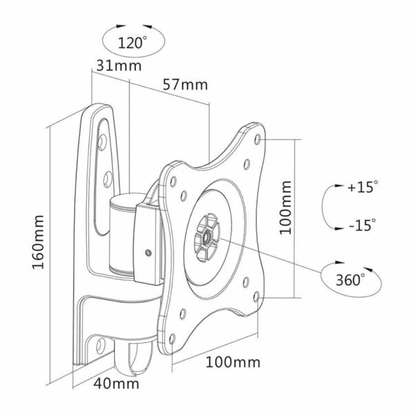 INLINE 23107D WALL BRACKET FOR TFT 27″ (68cm) MAX 15kg