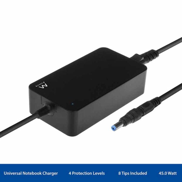 EWENT, EW3984 ULTRA SLIM NOTEBOOK CHARGER 45W UPTO 15.6″ INCLUDING 8 TIPS