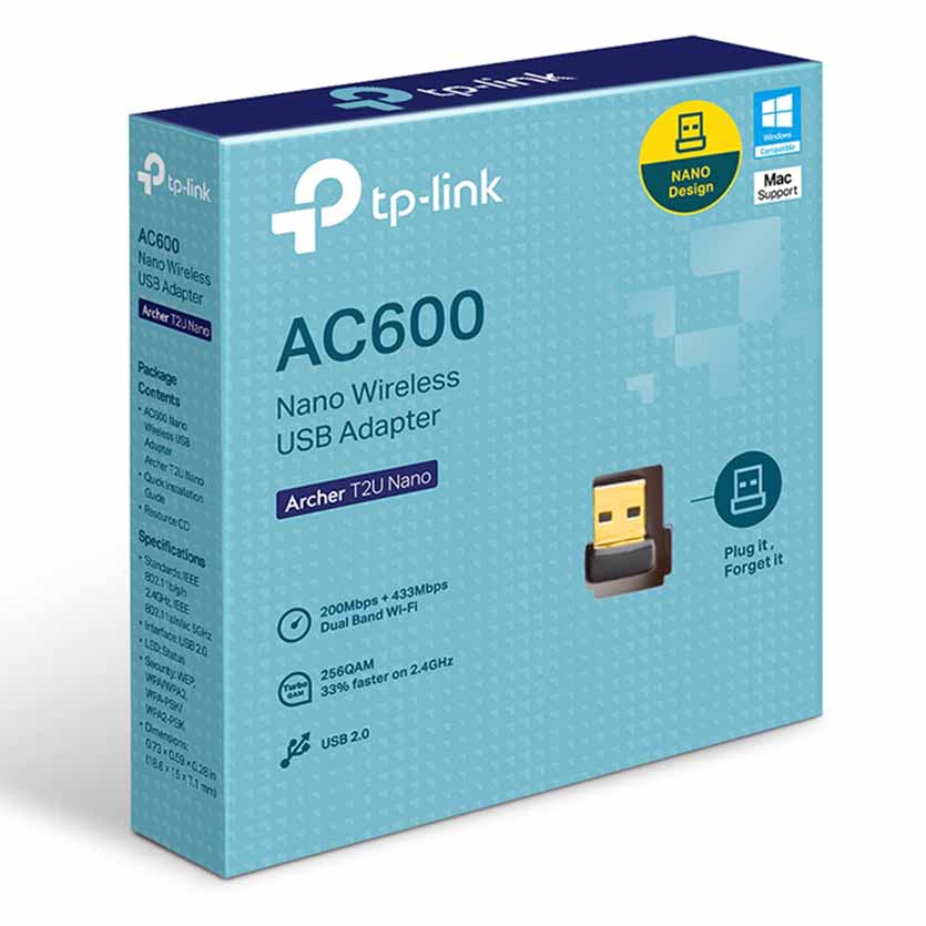 ARCHER T2U WIRELESS NANO ADAPTER USB2.0 AC600 TP-LINK
