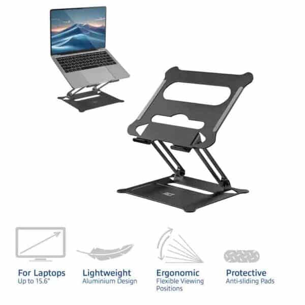 AC8140 FOLDABLE ALUMINIUM LAPTOP STAND W/STEPLESS HEIGHT ADJUSTMENT, ACT