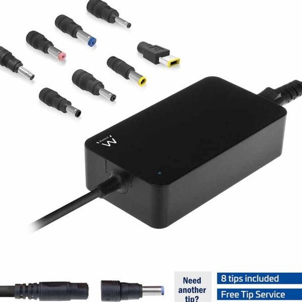 EWENT, EW3984 ULTRA SLIM NOTEBOOK CHARGER 45W UPTO 15.6″ INCLUDING 8 TIPS