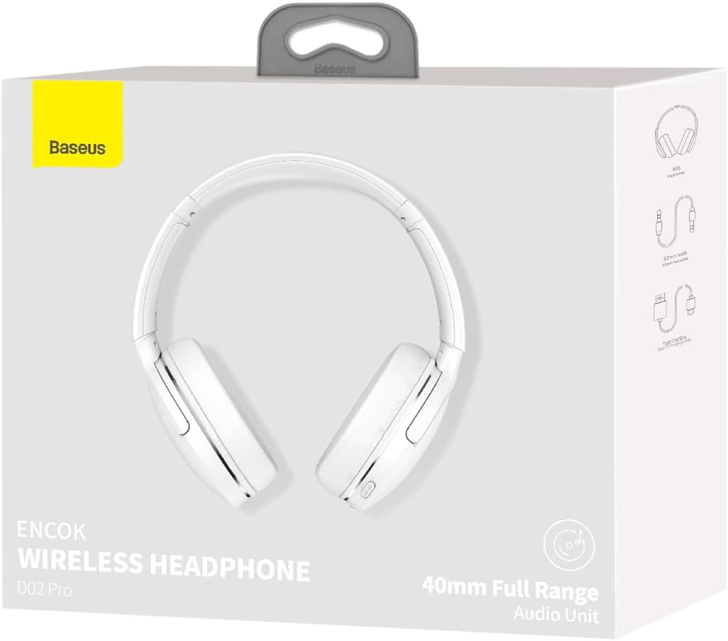 Baseus Encok D02 Pro v2 Wireless Headphones Over Ear White