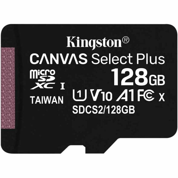 KINGSTON, FLASH CARD MICRO-SDCS2 128GB 100MB/s + ADAPTER C10 CANVAS SELECT PLUS