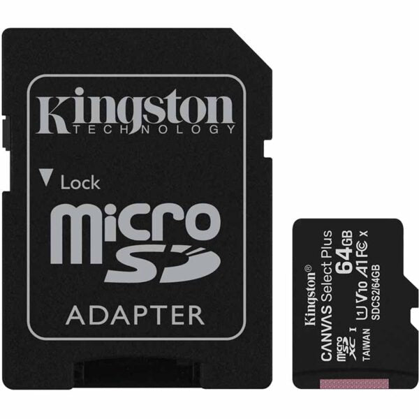 KINGSTON, FLASH CARD MICRO-SDCS2 64GB 100MB/s + ADAPTER C10 CANVAS