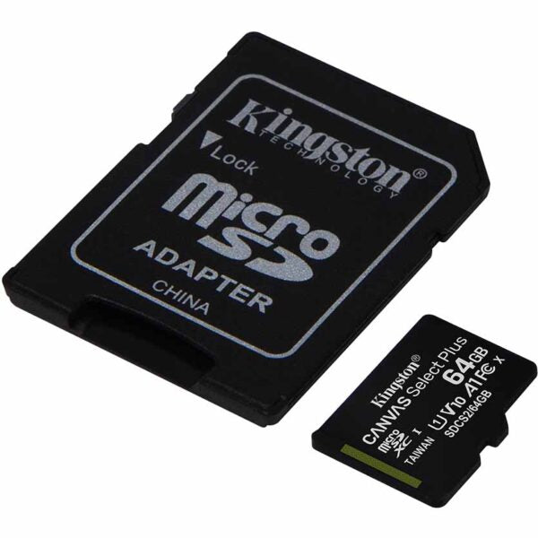 KINGSTON, FLASH CARD MICRO-SDCS2 64GB 100MB/s + ADAPTER C10 CANVAS