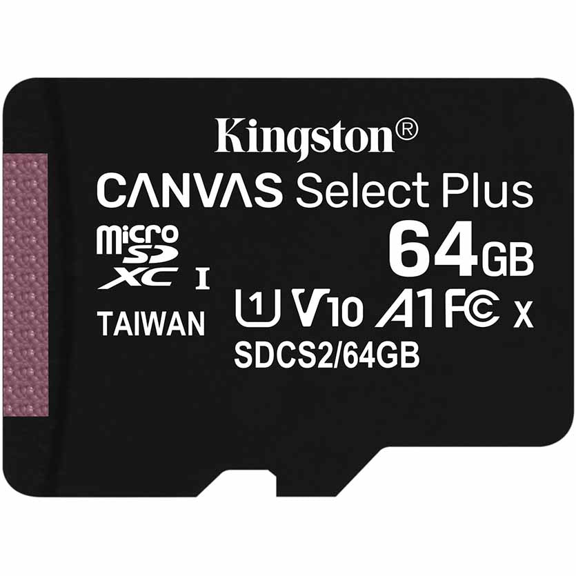 KINGSTON, FLASH CARD MICRO-SDCS2 64GB 100MB/s + ADAPTER C10 CANVAS