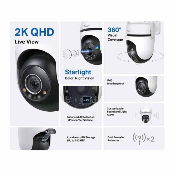 TP-LINK TAPO C520WS OUTDOOR 2K QHD PAN/TILT SECURITY WI-FI CAMERA
