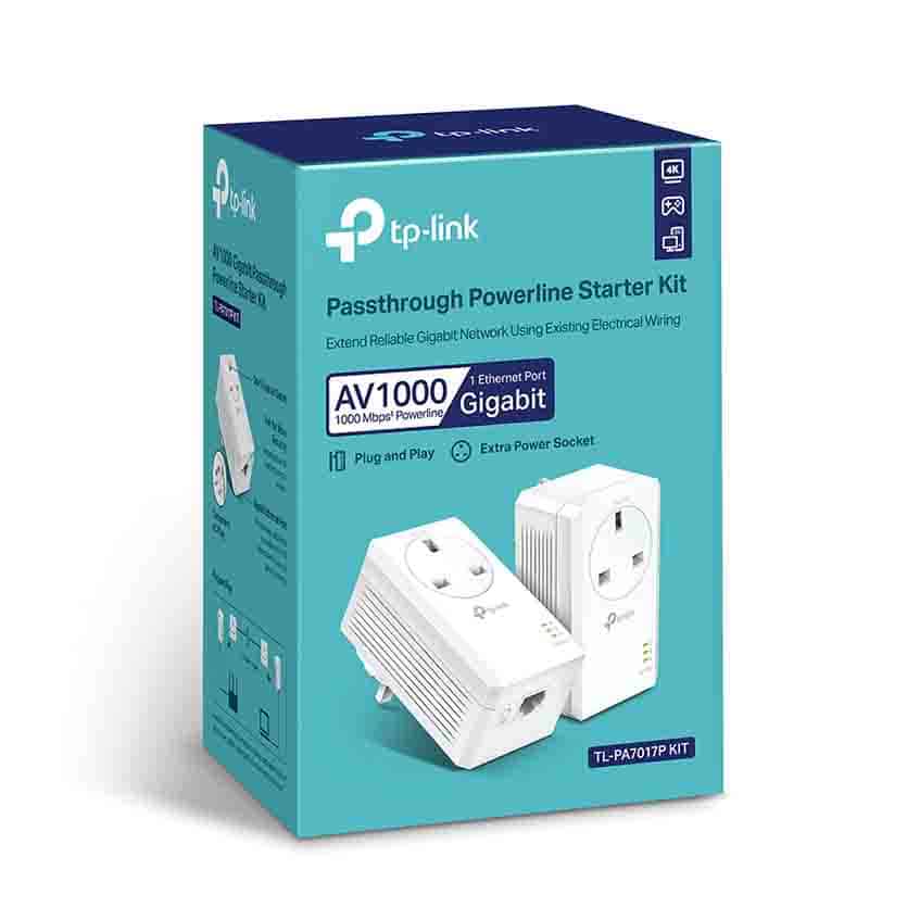 TP-LINK TL-PA7017P KIT AV1000 GIGABIT PASSTHROUGH POWERLINE STARTER KIT