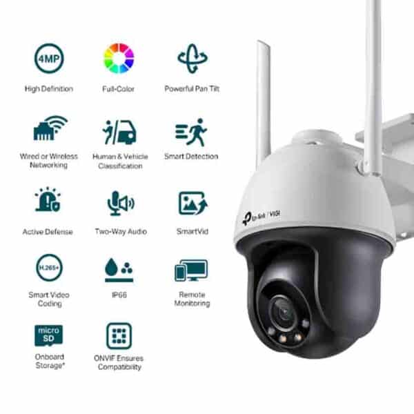 TP-LINK, C540-W(4mm) VIGI 4MP OUTDOOR FULL-COLOR WI-FI PAN TILT NETWORK CAMERA