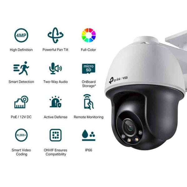 TP-LINK, C540 (4mm) VIGI NETWORK CAMERA OUTDOOR FULL-COLOR PAN TILT 4MP 24H