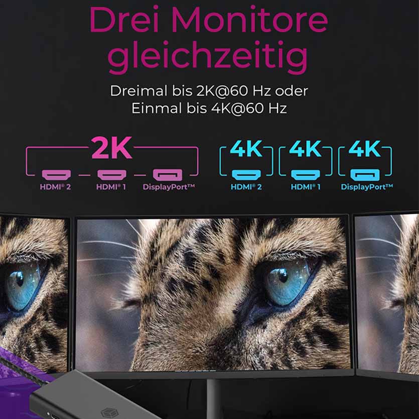 ICYBOX IB-DK4011-CPD 7 IN 1 DOCKINGSTATION USB TYPE-C WITH TRIPLE VIDEO