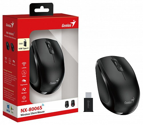Genius Mouse Wireless Silent USB-C Receiver NX-8006S Black