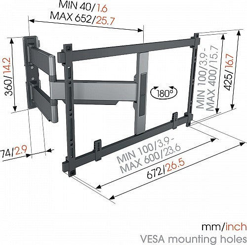 Vogels ELITE TVM5645-G TV Wall Mount 60x40 Turn up to 45kg Grey