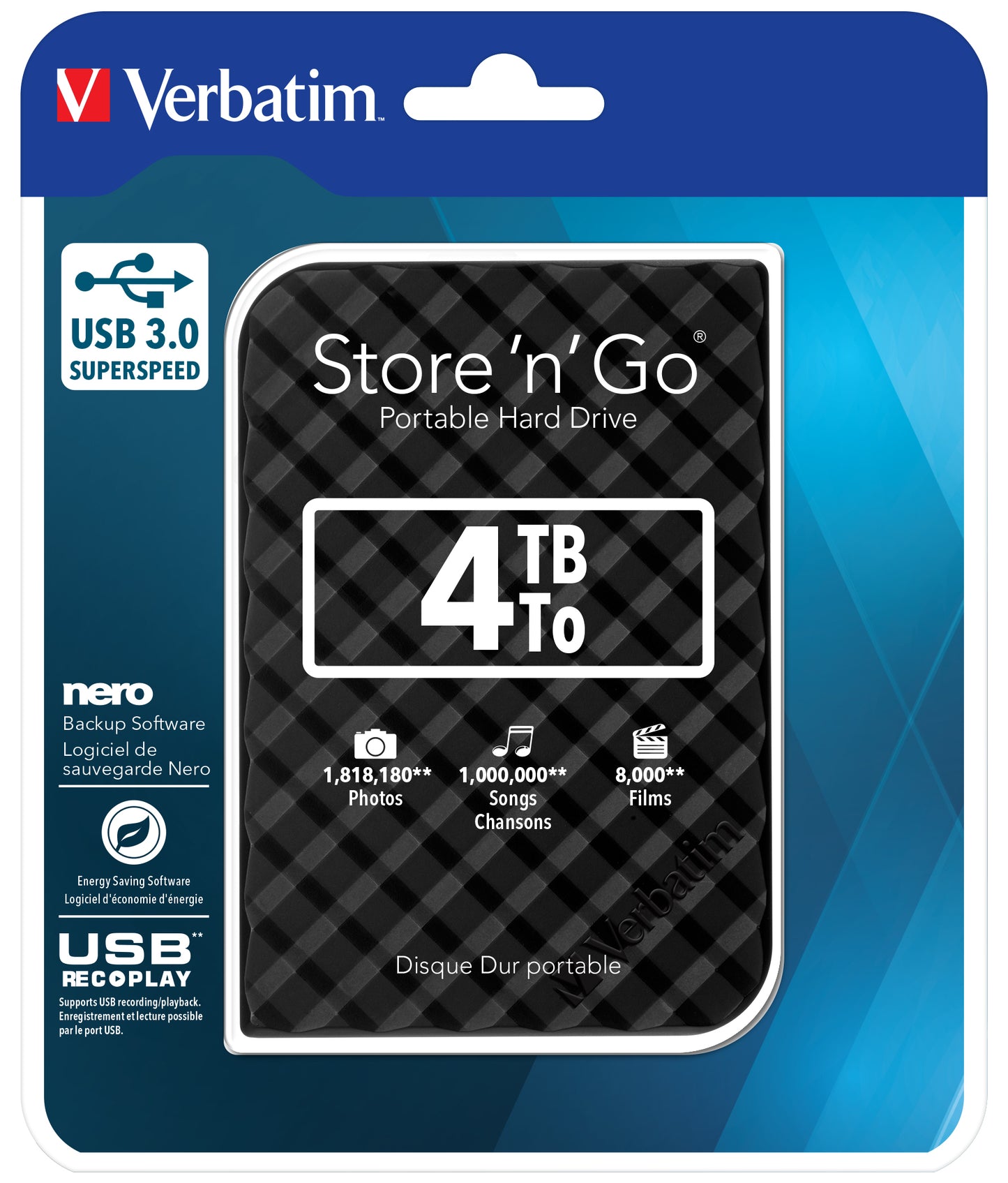Verbatim HDD External STORE'N'GO 2.5'' USB3.0 Slim 4TB Black