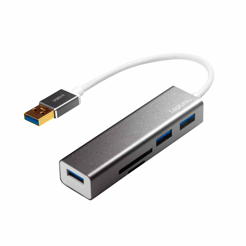 LOGILINK, UA0306 HUB USB3.0 3-PORT WITH CARD READER