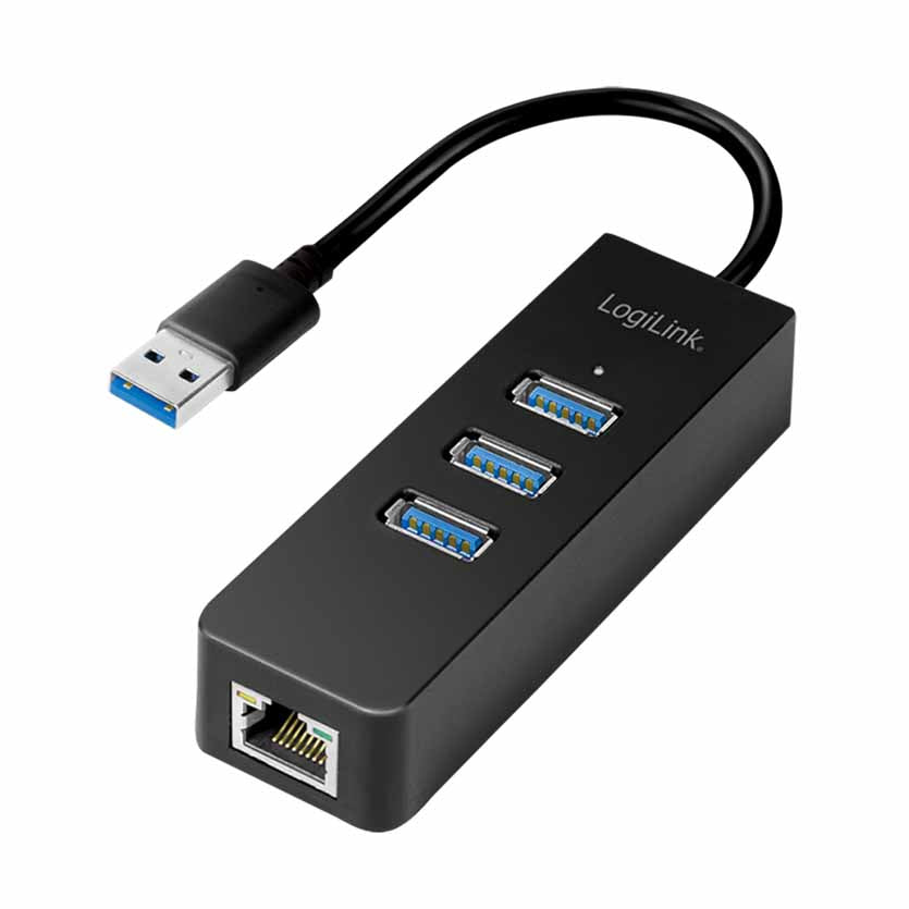 LOGILINK, UA0173A USB3.0 TO GIGABIT ADAPTER & HUB 3-PORT