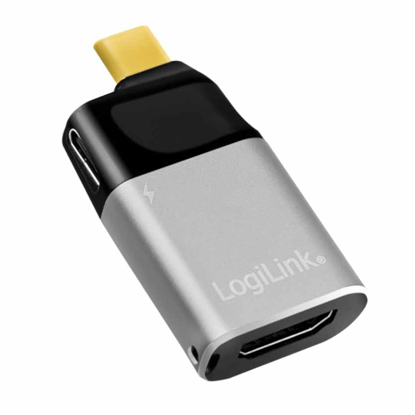 LOGILINK CUA0203 4K PD USB3.2 TYPE-C TO HDMI + USBC ALUMINUM ADAPTER BLK/GREY