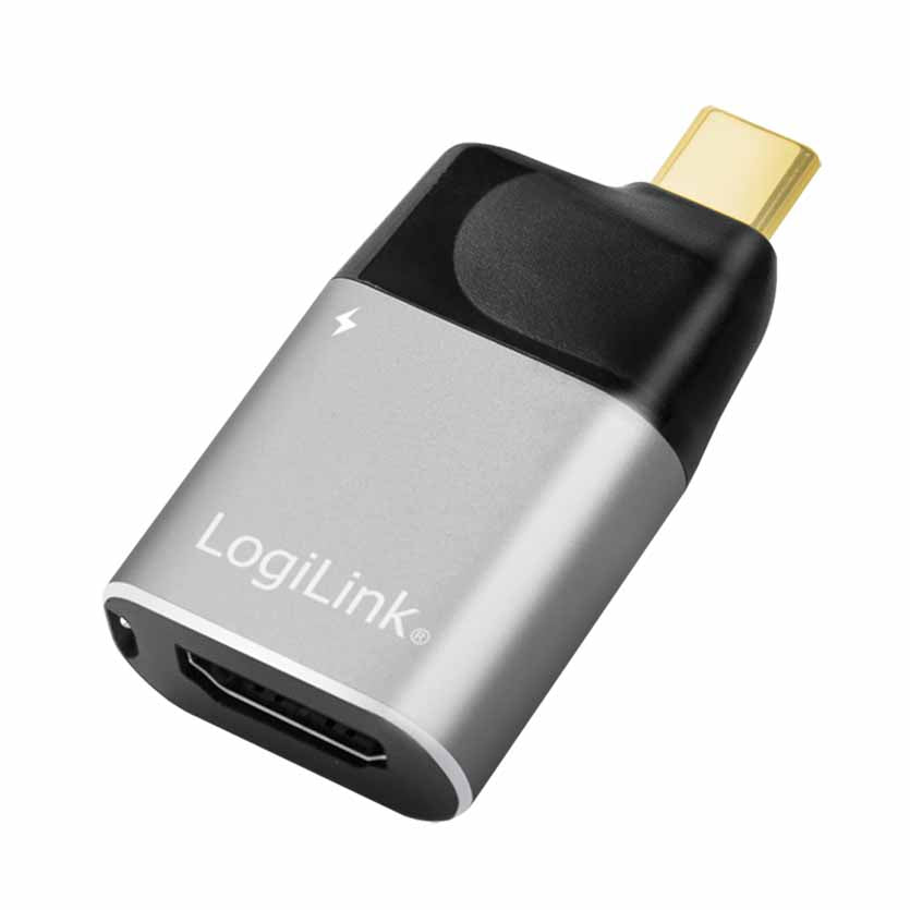 LOGILINK CUA0203 4K PD USB3.2 TYPE-C TO HDMI + USBC ALUMINUM ADAPTER BLK/GREY