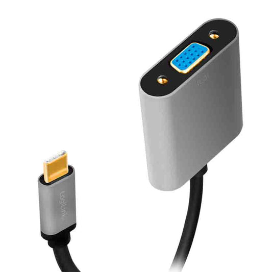 LOGILINK, CUA0104 0.15m USB TYPE-C TO VGA C/M ADAPTER, 1080p ALU BLACK/GREY,