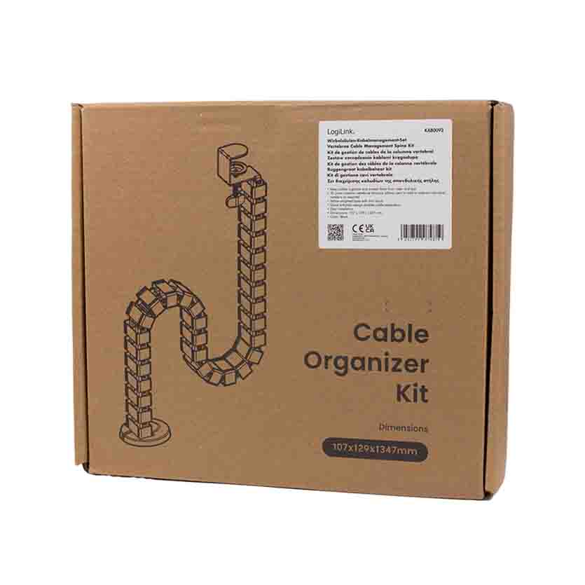 LOGILINK KAB0092 FLEXIBLE VERTICAL CABLE ORGANIZER CLAMP-ON 1347x129mm BLACK
