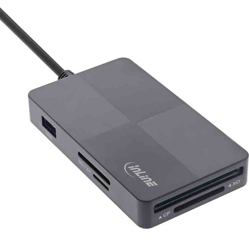 INLINE, 66772F MULTI CARD READER USB3.2 USB-A FOR SD/TF/MS/XD/CF 3-PORT DUAL