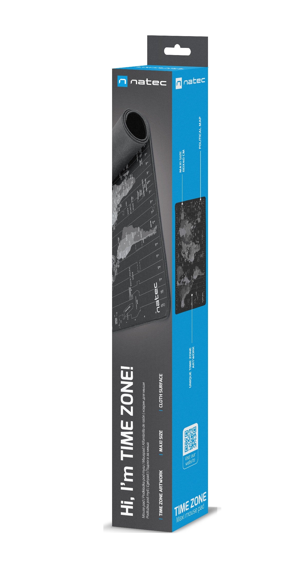 Natec TIME ZONE MAP XL Mousepad Grey Black