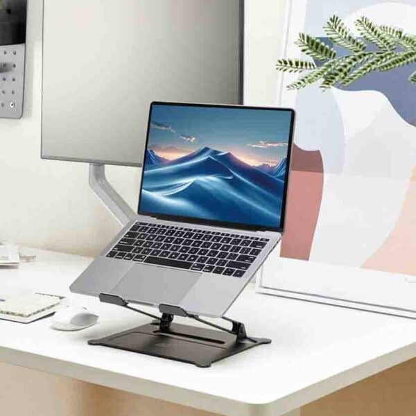 AC8140 FOLDABLE ALUMINIUM LAPTOP STAND W/STEPLESS HEIGHT ADJUSTMENT, ACT