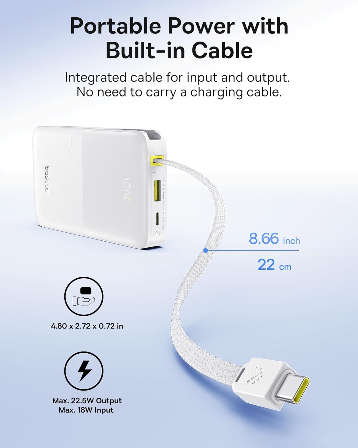 Baseus EnerFill FC51 Bipow2 Pro Powerbank 22.5W 10000mAh + Display White