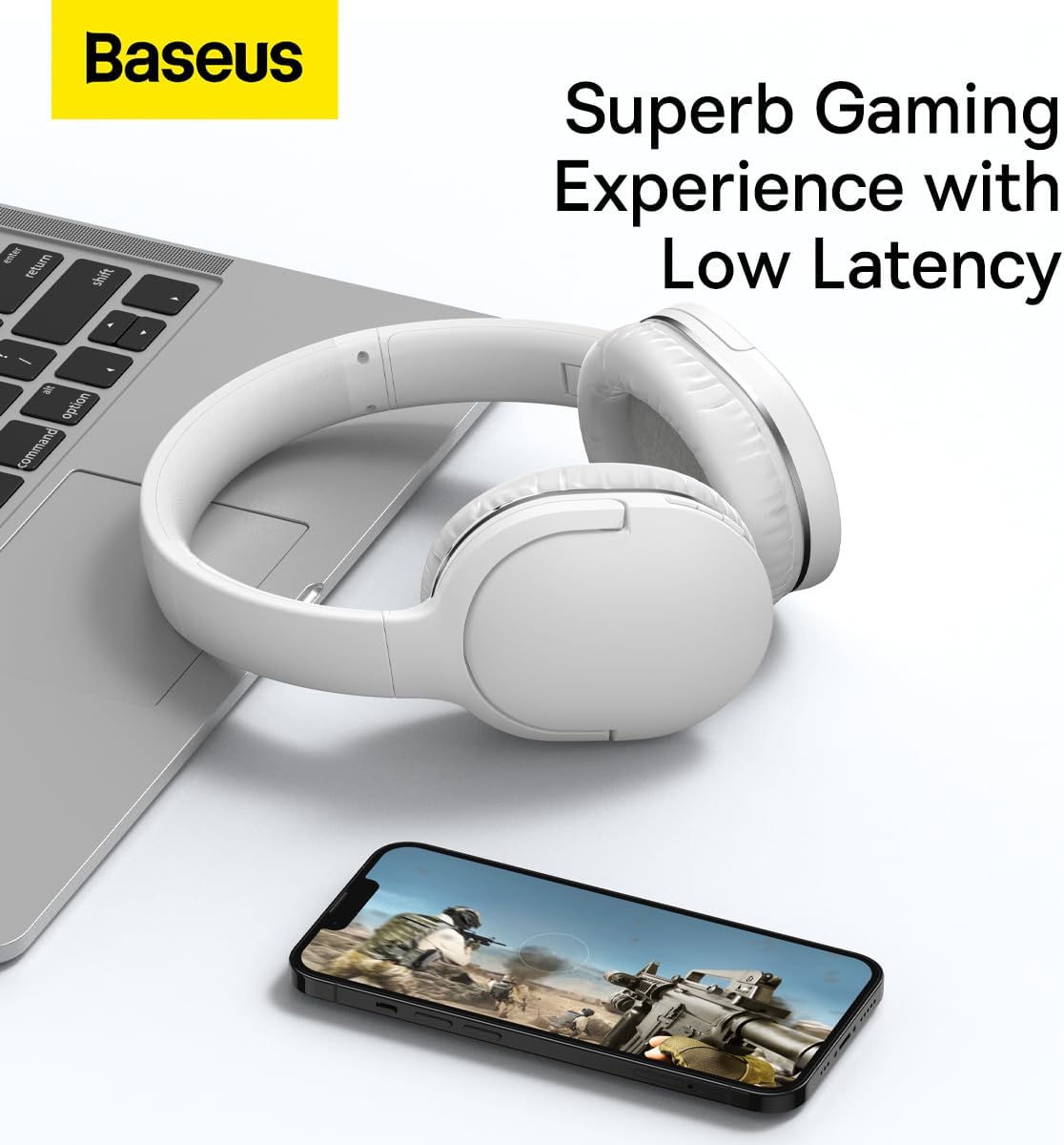 Baseus Encok D02 Pro v2 Wireless Headphones Over Ear White
