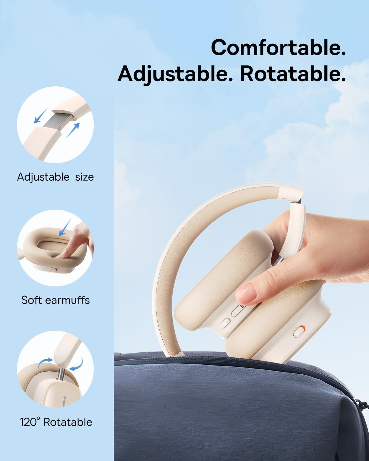 Baseus ANC Bowie H1i Wireless Headphones Over Ear White