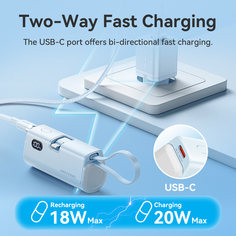 Vention Powerbank 4800mAh 22.5W Foldable Lightning White FHRW0