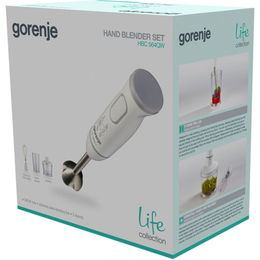 Gorenje Kitchen Blender Hand Mixer & Chopper 560W HBC564QW White