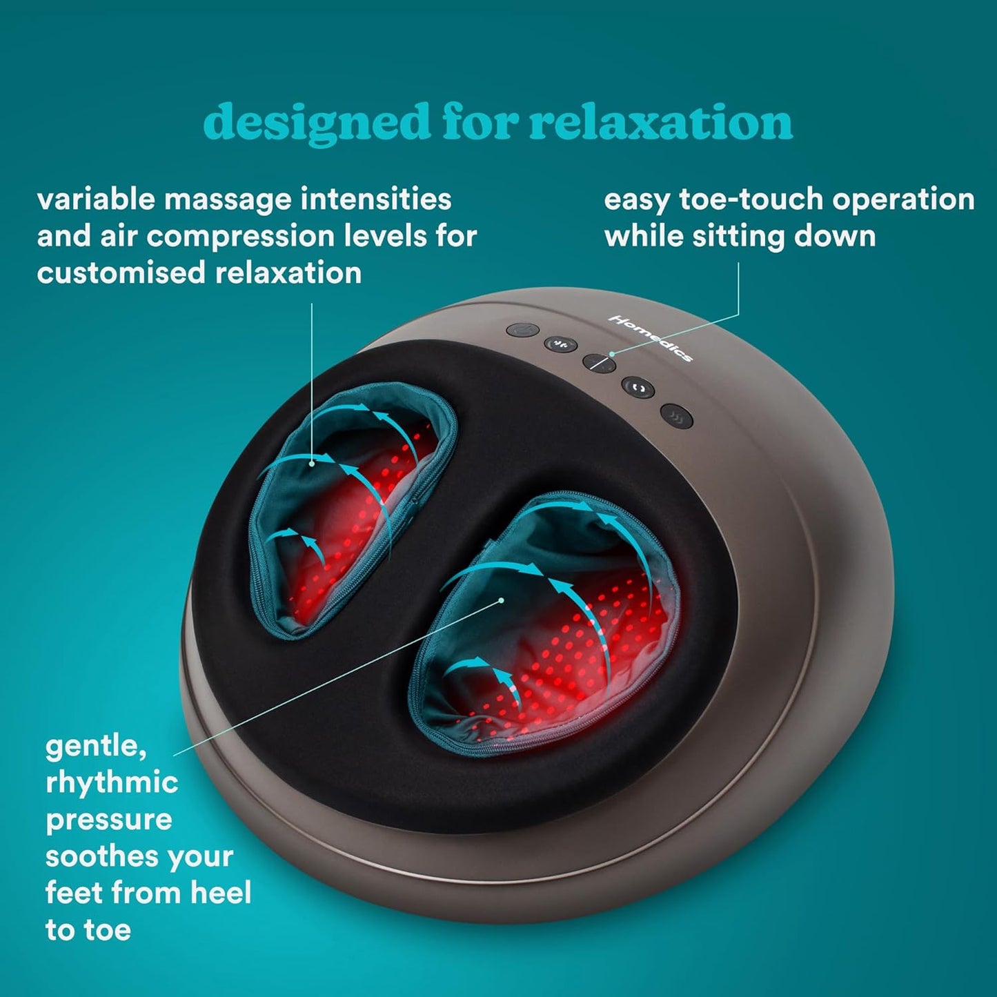 HoMedics Foot Massager Deep Kneading Shiatsu & Air Compression FMS-350HGY