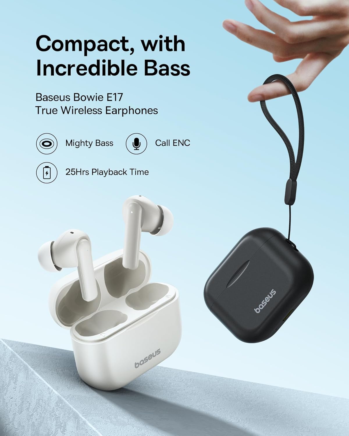 Baseus E17 Headphones In Ear TWS Bowie White
