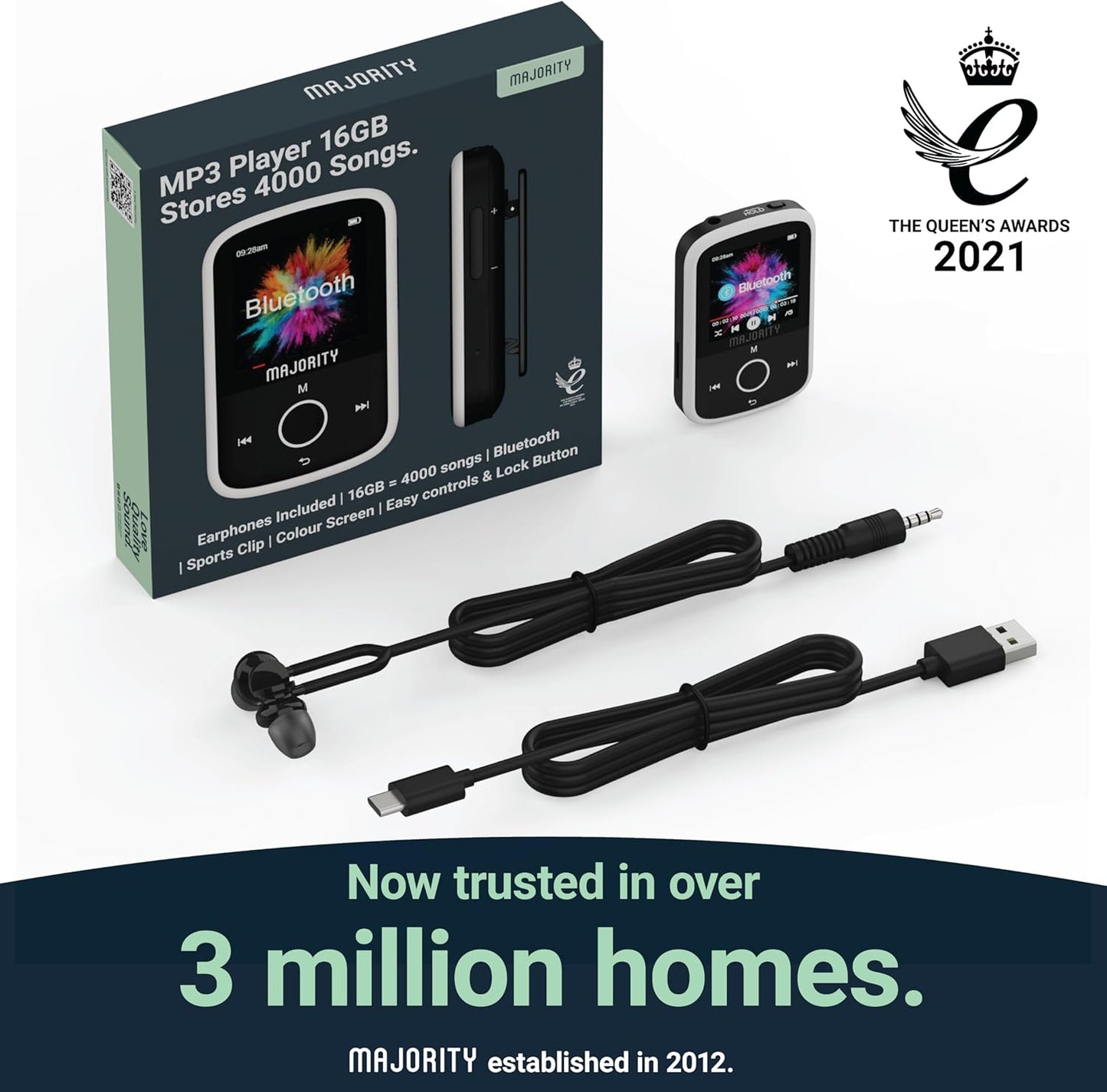 Majority Portable Bluetooth MP3 Player with 16GB Memory Including Earphones